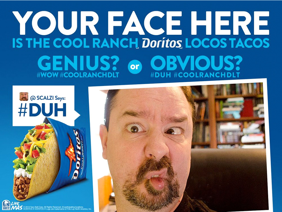 Tweet to screen Cool Ranch DLT Taco Bell billboard